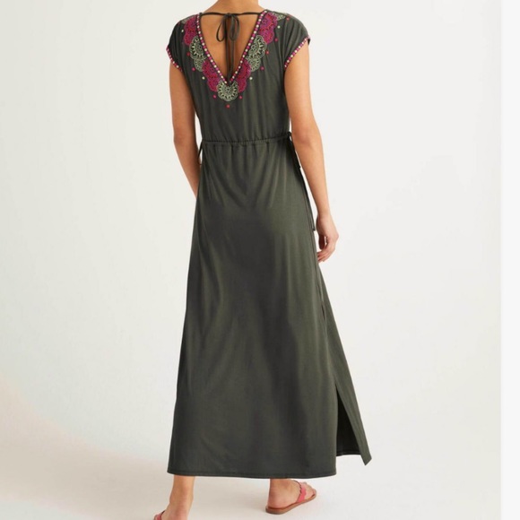 Boden Marcia Embroidered Dress Olive Green size 8R - Picture 2 of 13